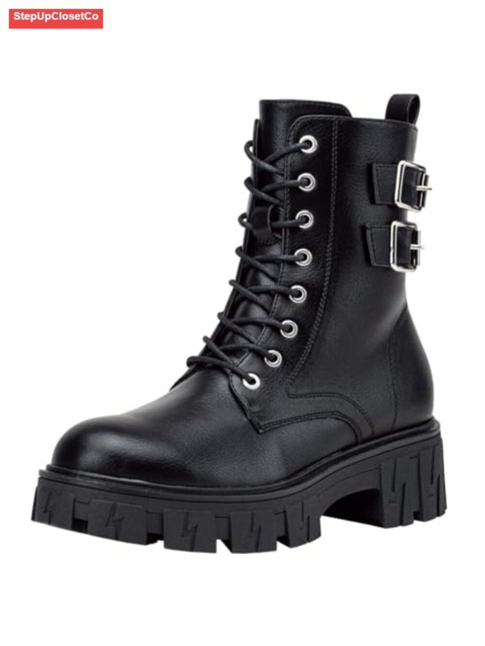 Lace Up Combat Boots Chunky Platform Ankle Booties Lug Sole Women's